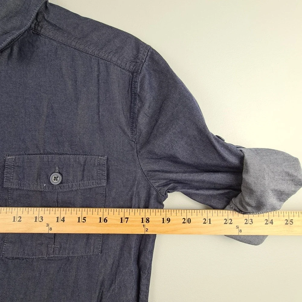 J Crew Women's Chambray Denim Roll Tab Sleeve Shift Shirt Belt Dress‎ Small Blue - Picture 6 of 8